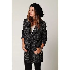 Free People boucle textured peacoat jacket coat wool blend Zara aritzia madewell